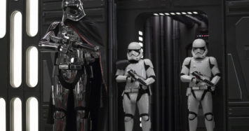 Star Wars: The Last Jedi..Captain Phasma (Gwendoline Christie) and Stormtroopers..Photo: David James..©2017 Lucasfilm Ltd. All Rights Reserved.