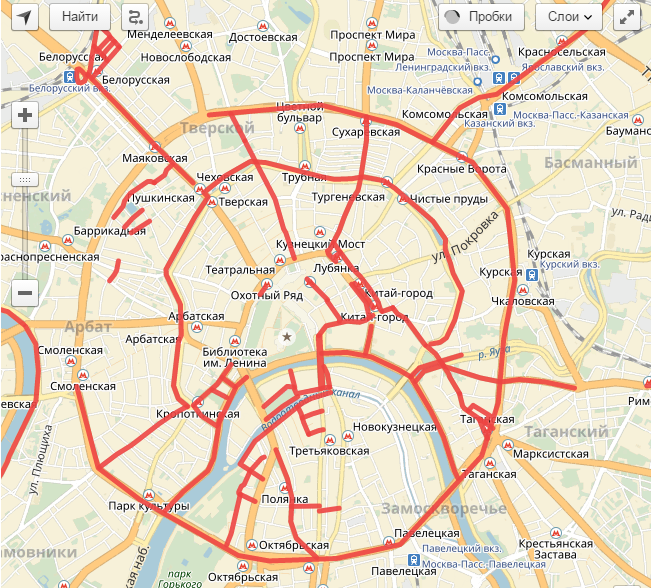 Карта москвы с перекрытыми улицами
