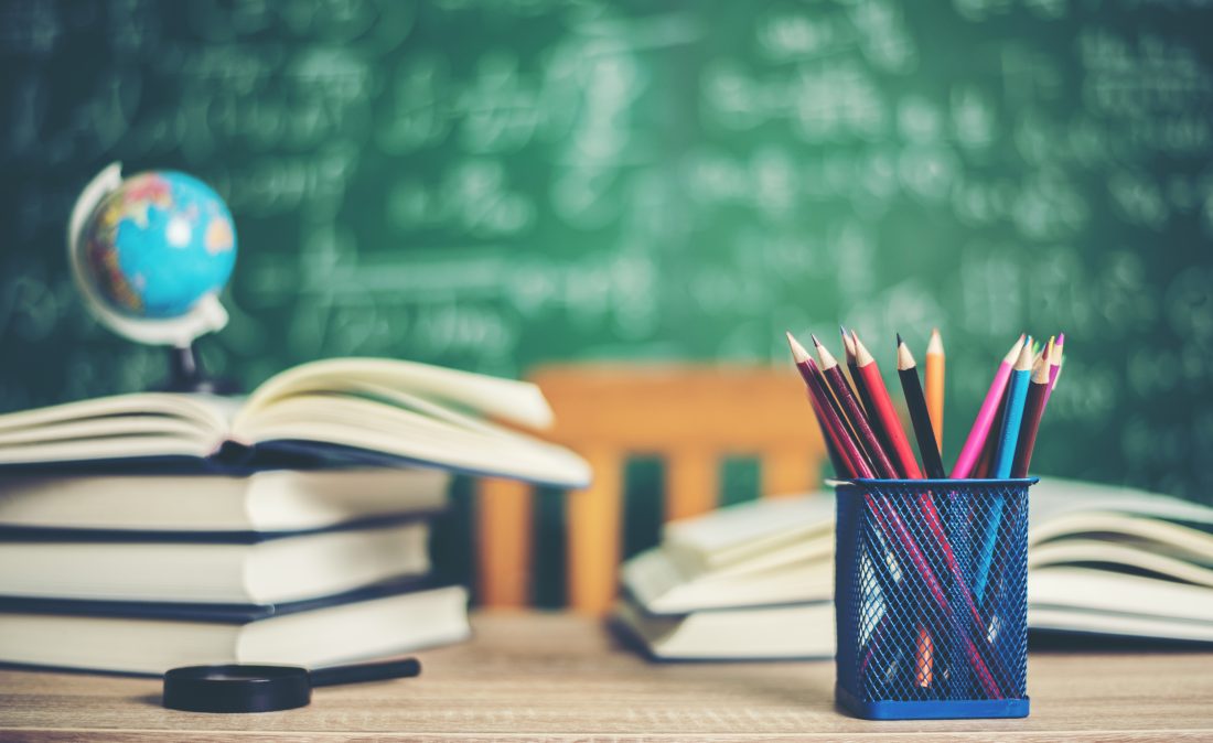 book with green board background