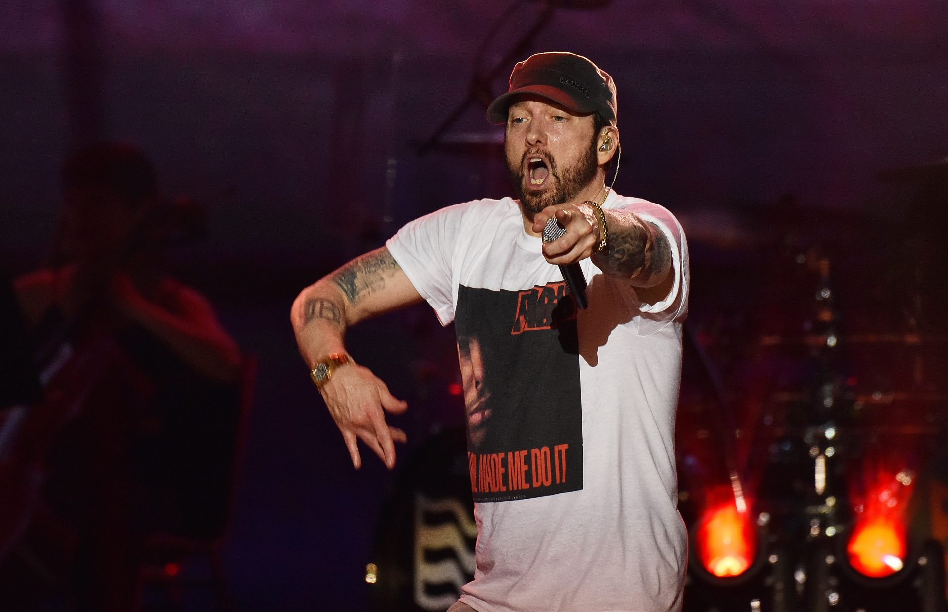MANCHESTER, TN - JUNE 09:  EMINEM performs during the 2018 Bonnaroo Music & Arts Festival on June 9, 2018 in Manchester, Tennessee.  (Photo by C Flanigan/WireImage)